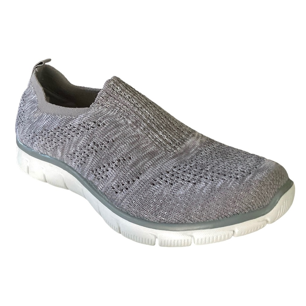 NEW Skechers 7.5 Clear-as-Day Gray Slip-on Mesh Athletic Shoes Grey Sneakers